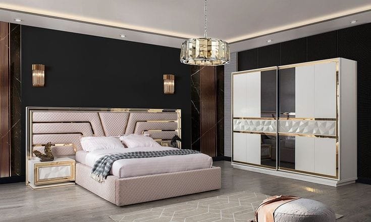 Bed Set Golden Finish